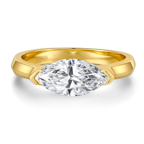 2CT Engagement Ring for Women Marquise Cut 925 Sterling Silver AAAAA Cubic Zirconia CZ Wedding Ba... | Amazon (US)
