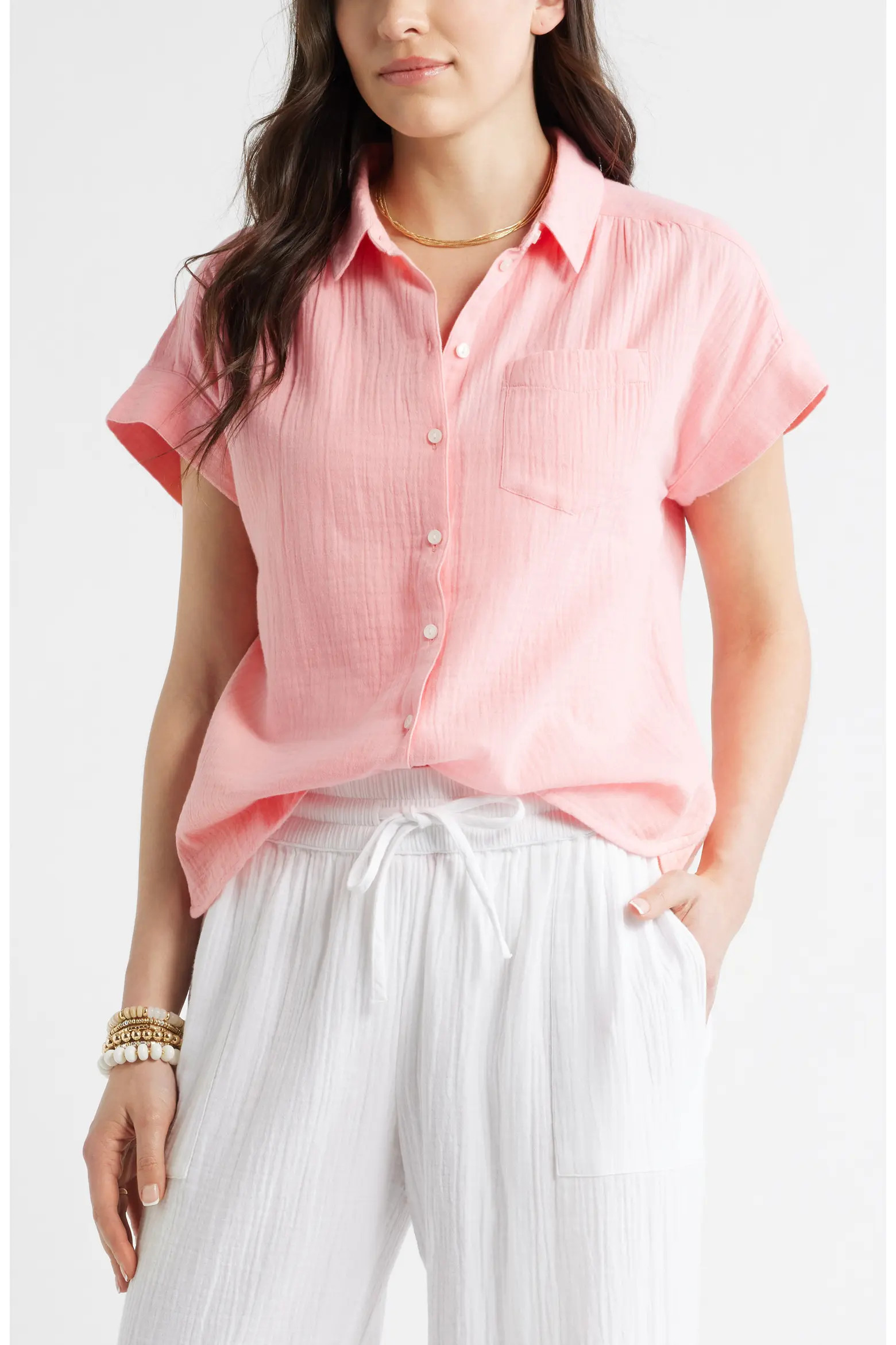 Cotton Gauze Button-Up Shirt (Women) | Nordstrom | Nordstrom