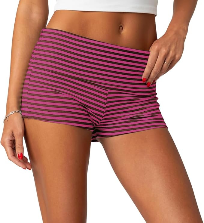 Women's Fold Over Shorts Y2K Micro Mini Shorts Elastic Waist Lounge Pajama Bottoms 2026 Summer Yo... | Amazon (US)
