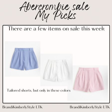 Abercrombie is having a sale, but only on certain items here are my picks. These tailored shorts are trendy and cute for summer. The sale is only applicable to these colors.  spring outfits, spring fashion, summer outfits, BrandiKimberlyStyle 

#LTKFindsUnder50 #LTKStyleTip #LTKSaleAlert