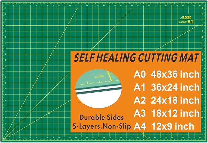ArtAt Self Healing Cutting Mat: 24 x 36 inch Green Large 5-Ply Double-Sided Durable Non-Slip PVC ... | Amazon (US)