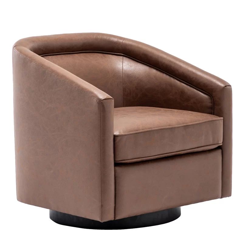 Kiersten Vegan Leather Swivel Barrel Chair | Wayfair North America