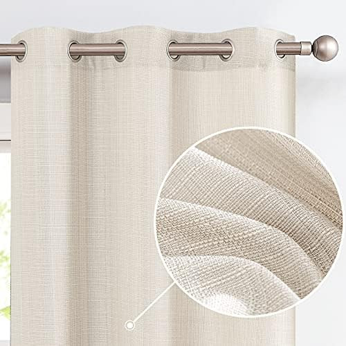JINCHAN Curtains Linen Textured Casual Weave Curtain for Living Room Bedroom Window Panels Gromme... | Amazon (US)