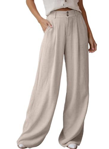 Dokotoo Womens Linen Pants Casual Loose Wide Leg Pants for Women Elastic Waist Palazzo Pants Trou... | Amazon (US)