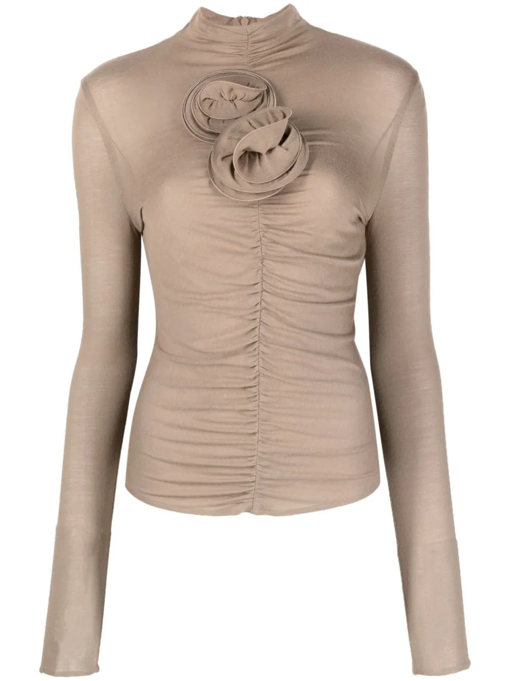 Magda Butrym floral-appliqué Ruched Jersey Top - Farfetch | Farfetch Global