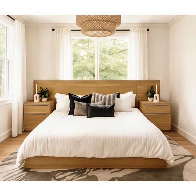 Sarasota Queen Bedroom Set With 2 Large Nightstands In Natural Finish | Wayfair North America