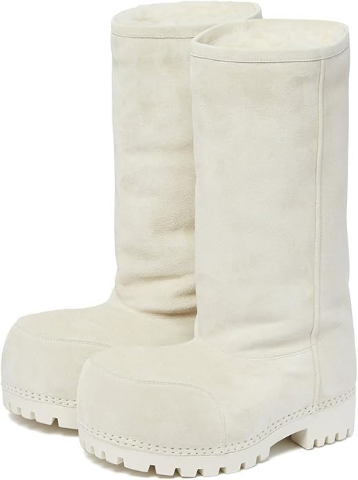 Suede Platform Snow Boots for Women Classic Fur Hippy Winter Boots Slip On High Boots Comfortable... | Amazon (US)