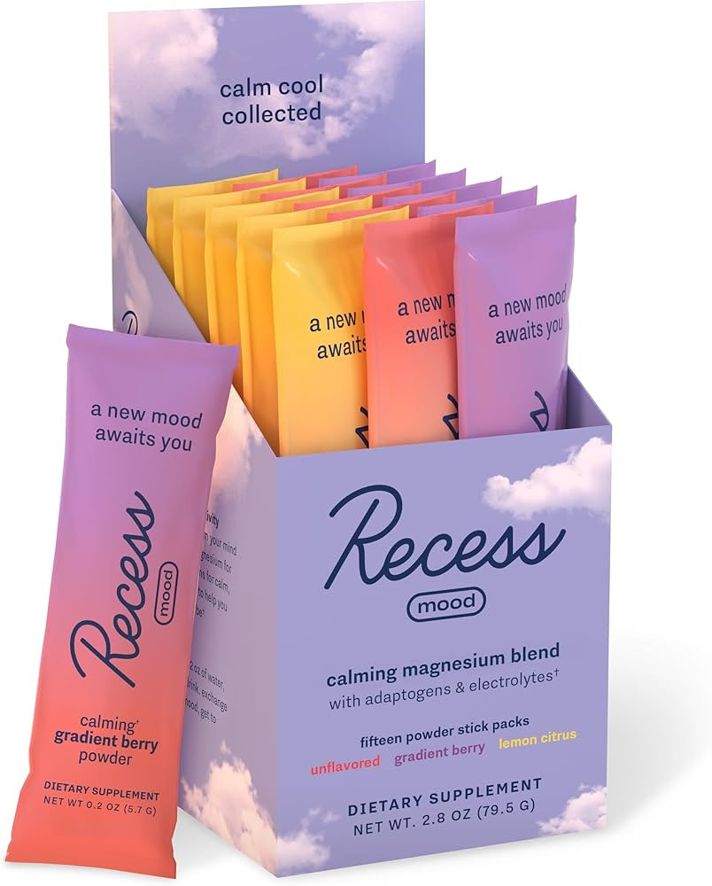 Recess Mood Drink Mix Powder | Sampler Pack | 15ct Box | Calming Magnesium L-Threonate Blend with... | Amazon (US)