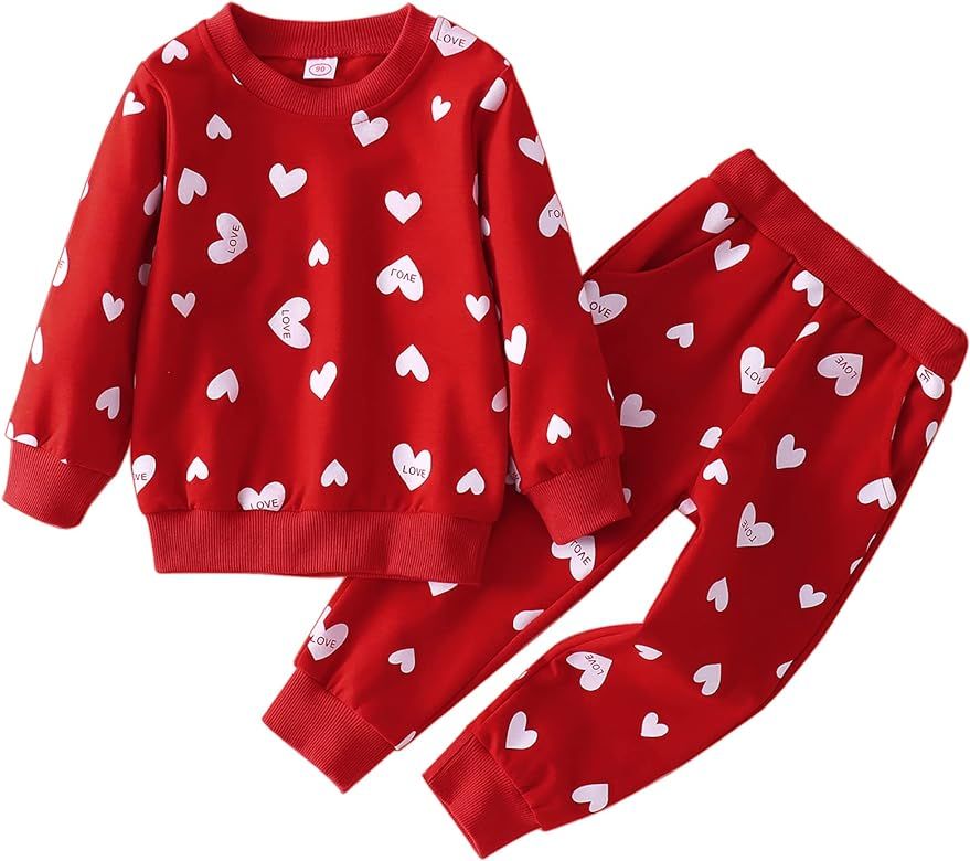 CM C&M WODRO Toddler Girls Clothing Sets Valentine Fashion Sweatshirts Baby Fall Winter Outfits H... | Amazon (US)