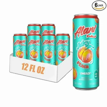 New Alani Energy Drinks Juicy Peach Zero Suger, Low - Calorie, Energy Boost Drinks 12 oz (6 Pack) | Walmart (US)