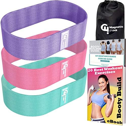 Magnetic Think Fabric Resistance Bands for Exercise, 3 Pack of Workout Cloth Bands, Non-Slip Glut... | Amazon (US)