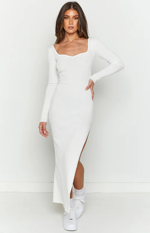 Daniela White Knit Maxi Dress | Beginning Boutique (AU)