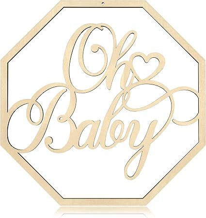 Oh Baby Sign Baby Shower Decoration Favors Oh Baby Wooden Sign for Backdrop 15.7" Hexagon Oh Baby... | Amazon (US)