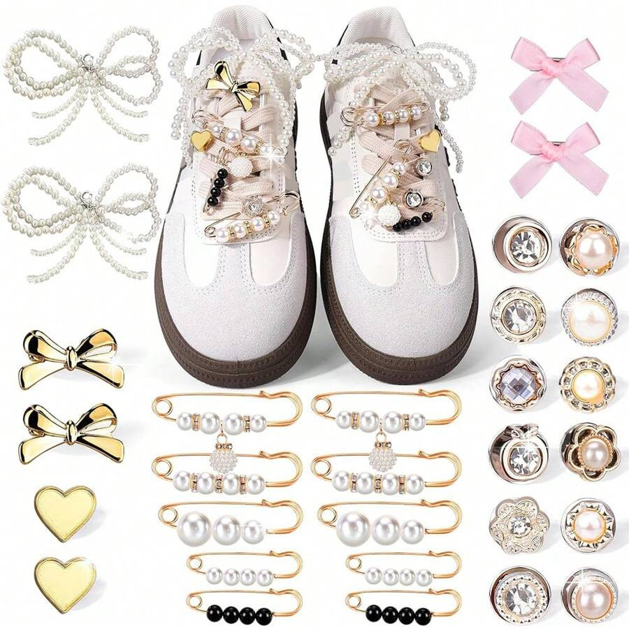 30pcs Sports Shoes Decoration Charms - Includes Bowknot/Clips/Pins/Jewelry, Shoe Decorative Penda... | SHEIN