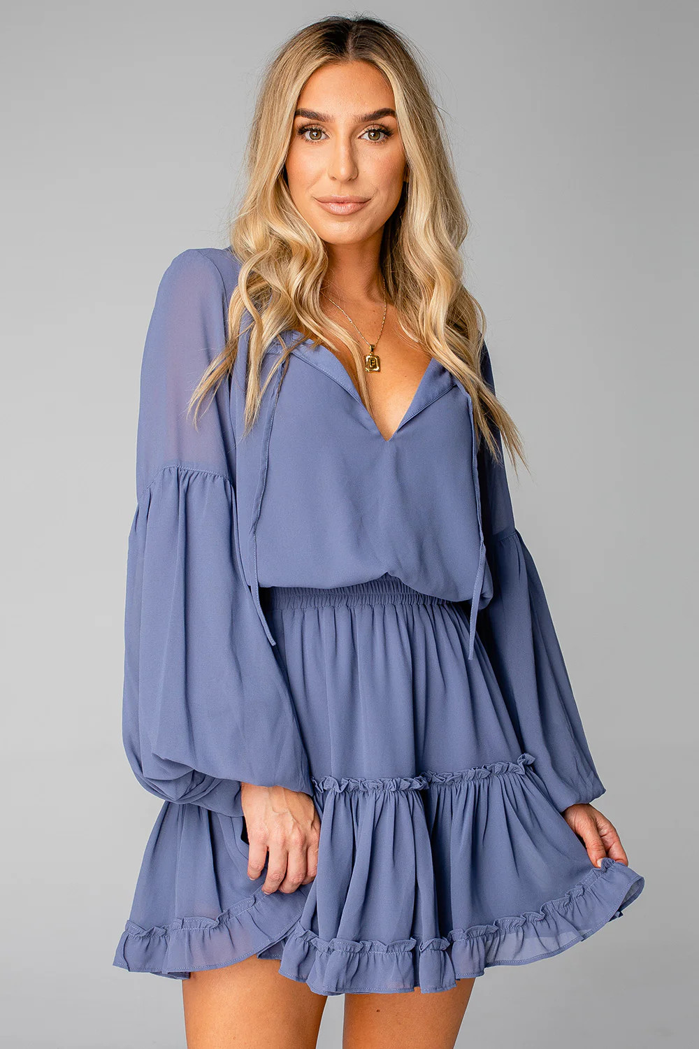 Zozo Elastic Waist Mini Dress - Dusty | BuddyLove