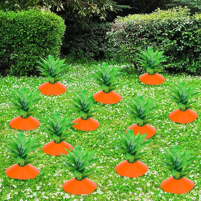 12 Set Easter Yard Carrot Decorations Garden Stake Fade Resistant Carrot Yard Stake Outdoor Plast... | Amazon (US)