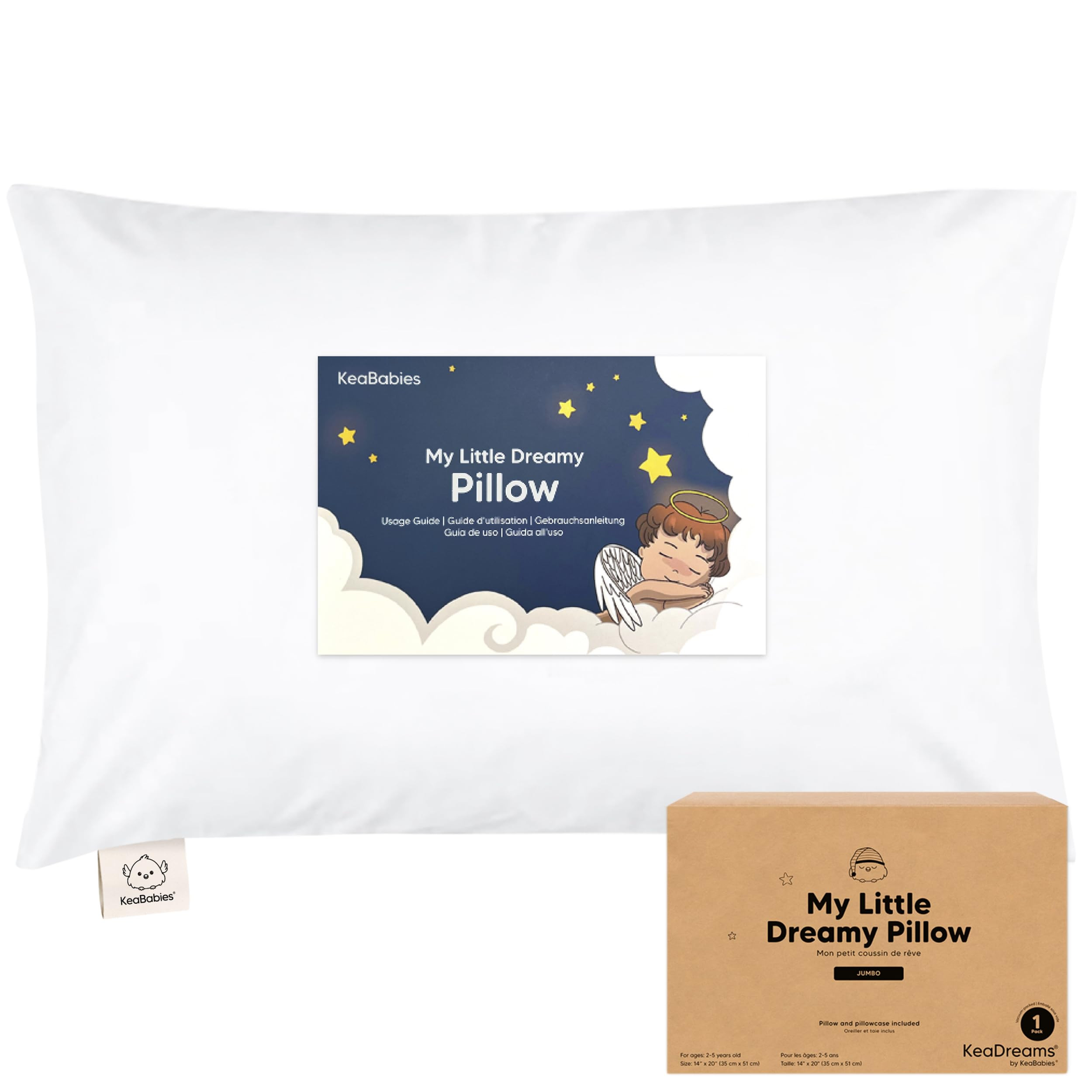 KeaBabies Toddler Pillow with Pillowcase, Jumbo 14X20 - Soft Organic Cotton Toddler Pillows for S... | Amazon (US)