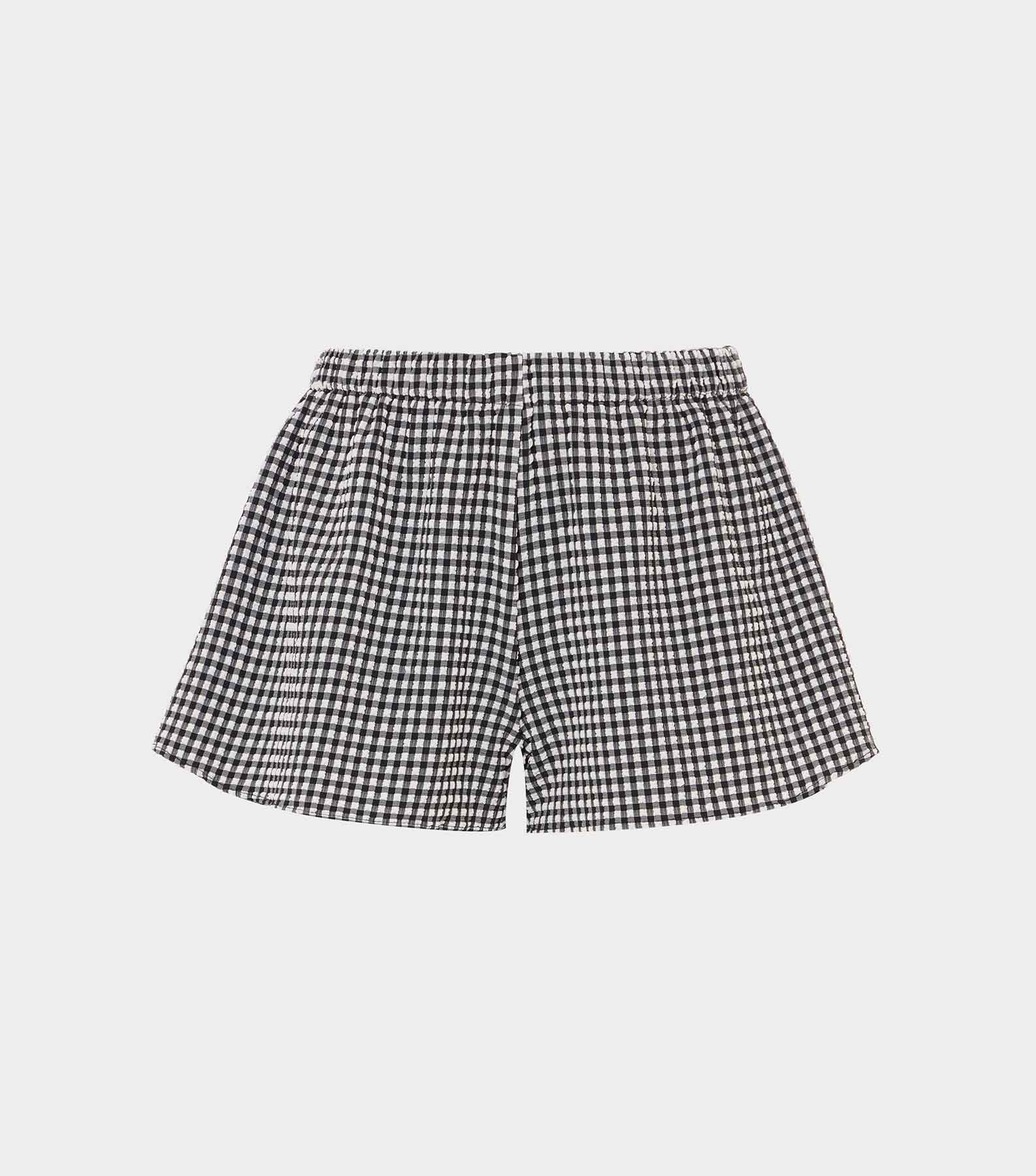 Gingham Seersucker Shorts - Black Gingham | HUNZA G