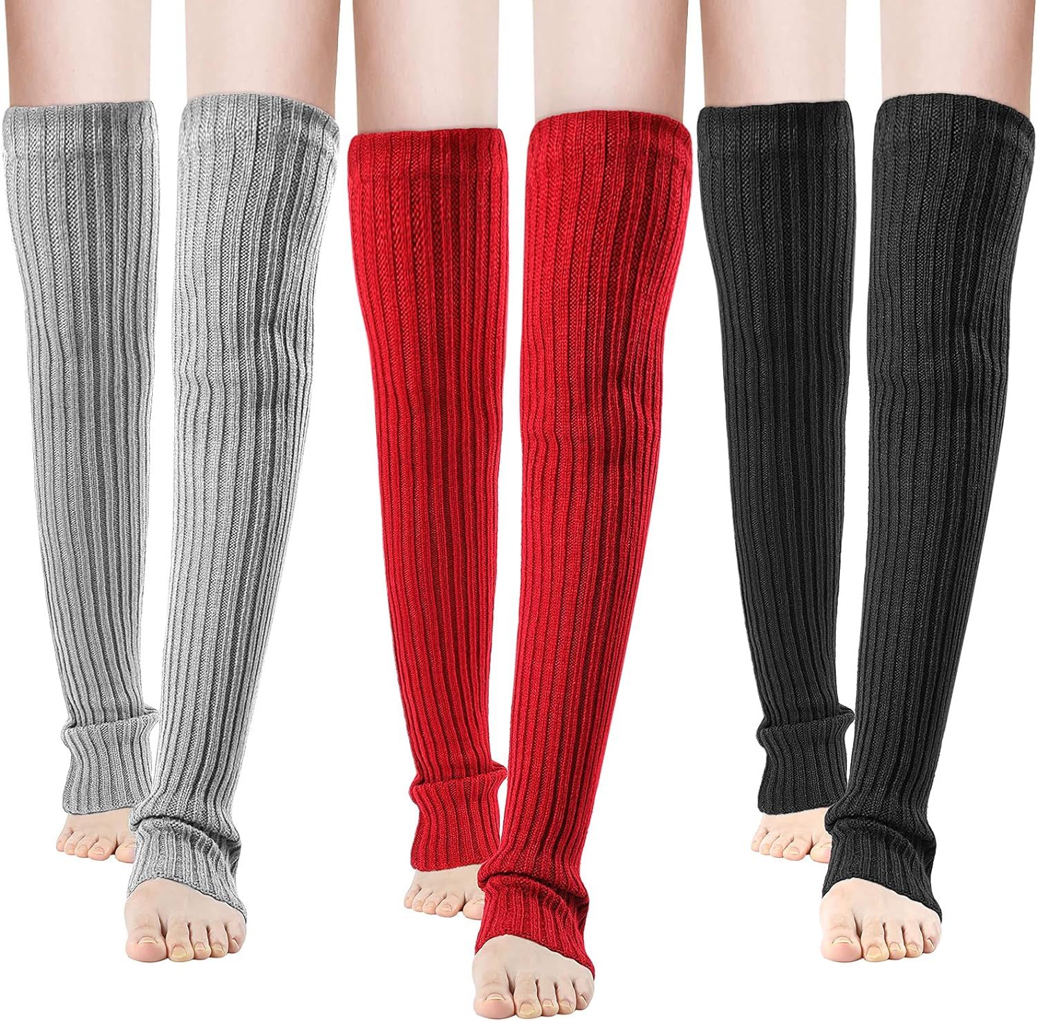 SATINIOR 3 Pairs Long Knit Leg Women's Cable Warmers Footless Thigh High Stockings Thick Over the... | Amazon (US)