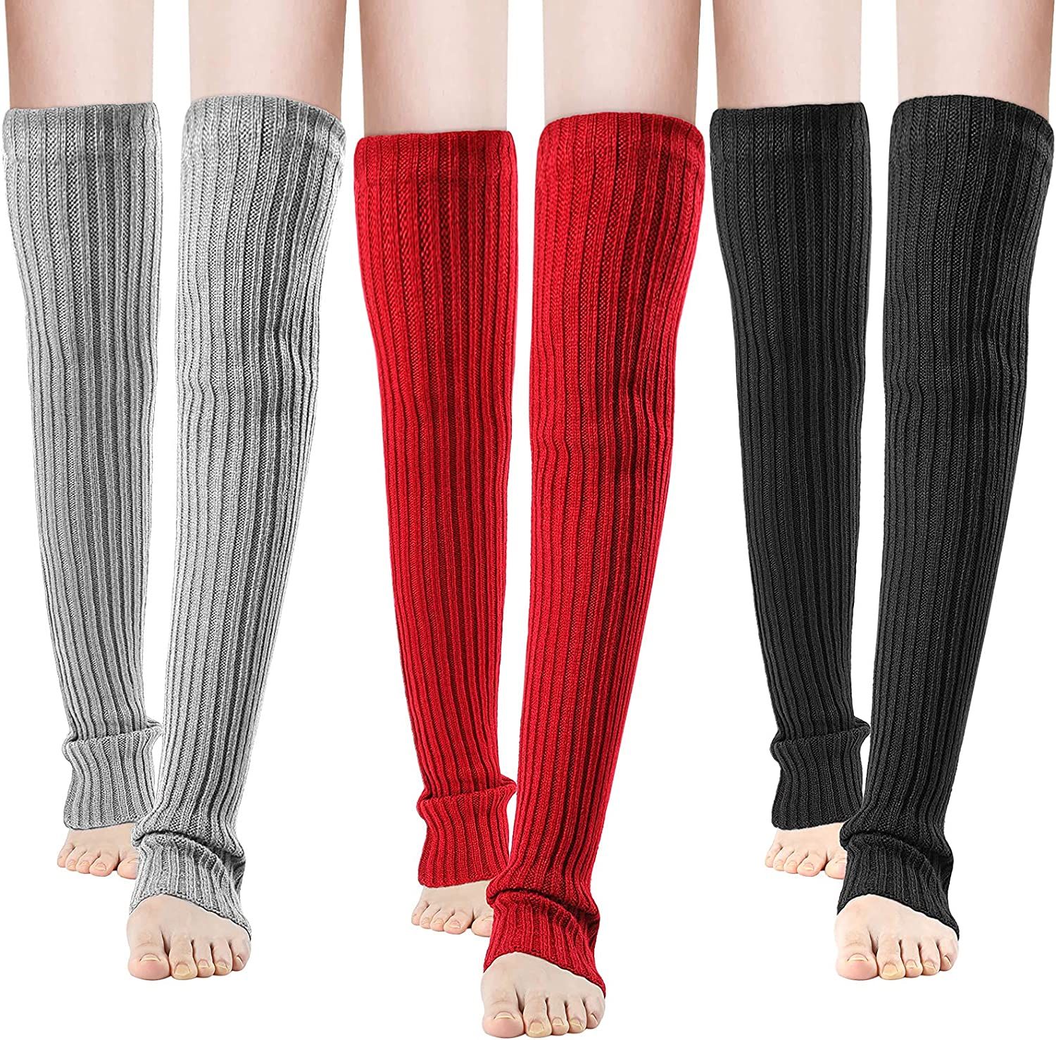 SATINIOR 3 Pairs Long Knit Leg Women's Cable Warmers Footless Thigh High Stockings Thick Over the... | Amazon (US)