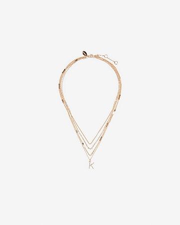 Layered Pave Initial K Pendant Necklace | Express