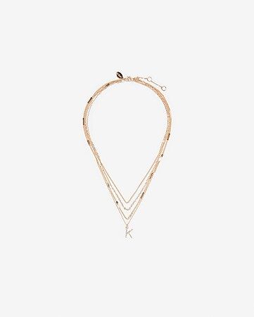 Layered Pave Initial B Pendant Necklace | Express