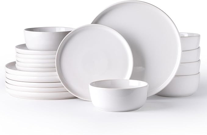 AmorArc Stoneware Dinnerware Sets,Round Reactive Glaze Plates and Bowls Sets,Highly Chip and Crac... | Amazon (US)