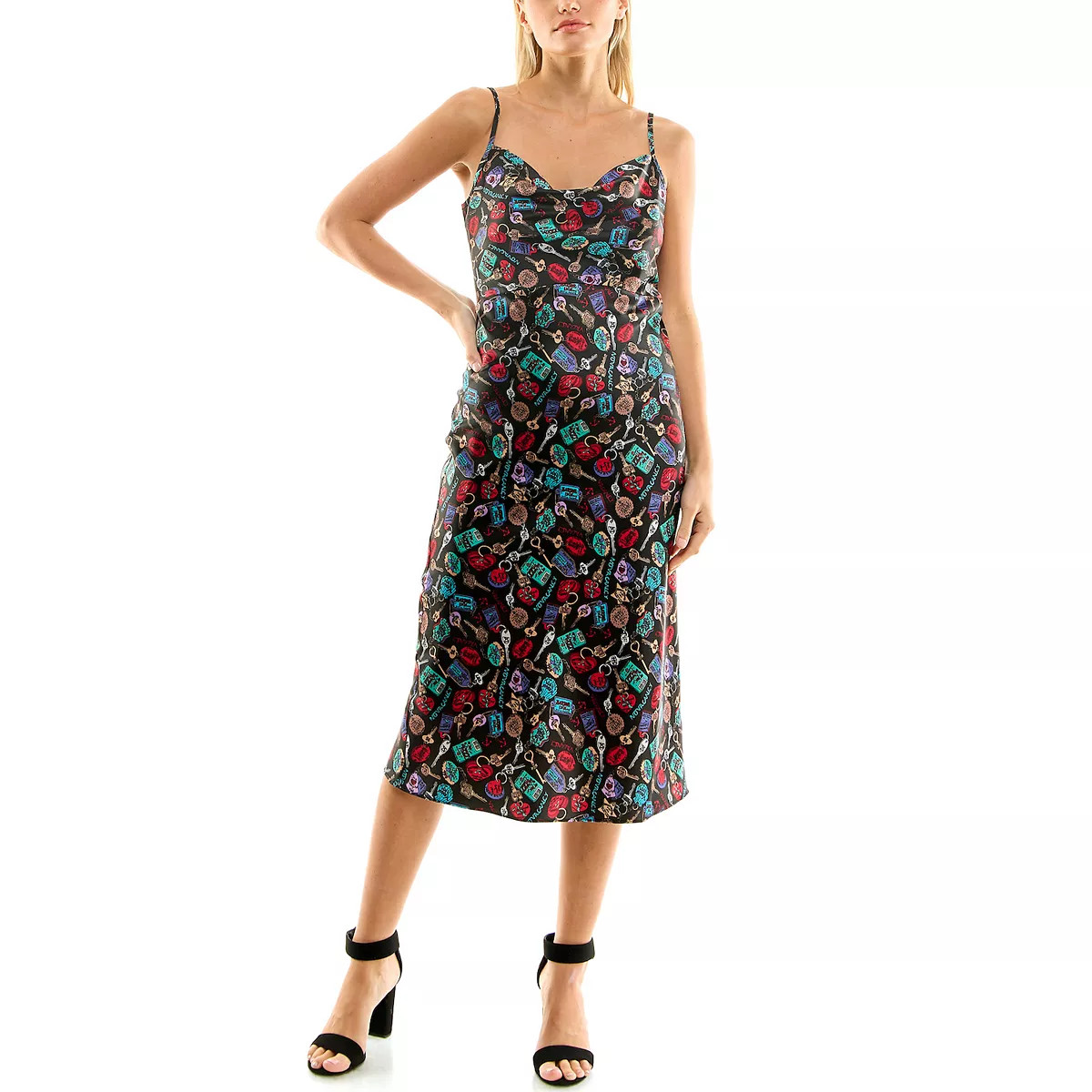 Women's Nicole Miller Printed Cowl Neck Slip Dress | Kohl's