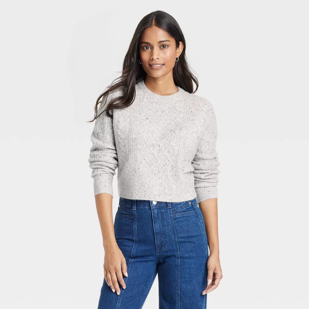 Women's Crewneck Cashmere-Like Cable Pullover Sweater - Universal Thread™ | Target