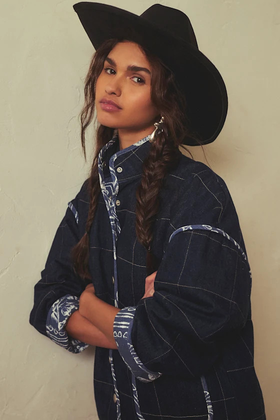 Cutest Preference Dark Wash Denim Mixed Media Quilted Jacket | Lulus