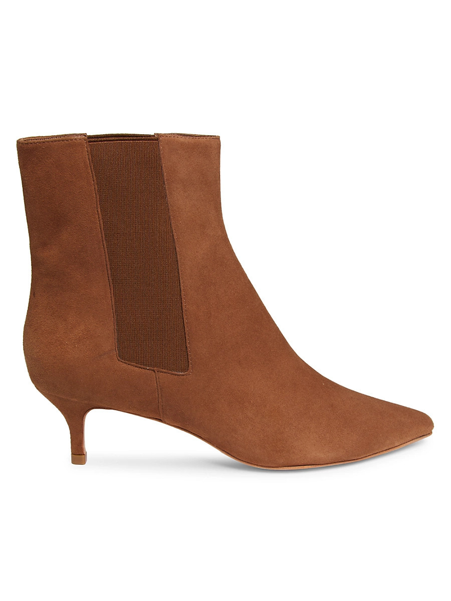 Women's Suede Kitten-Heel Booties - Saddle Brown - Size 8 | Saks Fifth Avenue