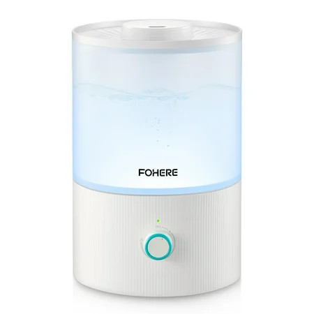 FOHERE Humidifiers for Bedroom, 3.2L Top Fill Cool Mist Ultrasonic Humidifier for Baby Rooms and Plants, 3-IN-1 Essential Oil Diffuser with 7-color Light and Auto Shut-off, BPA-Free, Quiet, White | Walmart (US)