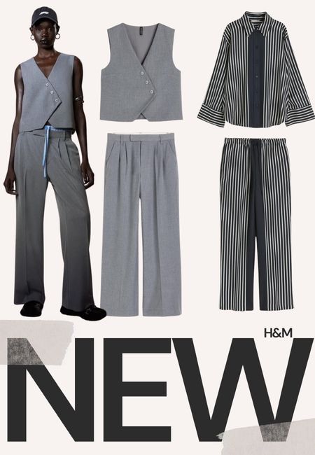 New arrivals I’m loving at H&M - asymmetric vest and trousers. Striped blouse with trousers. Formula1 race hat  

#LTKsalealert #LTKfindsunder50 #LTKworkwear