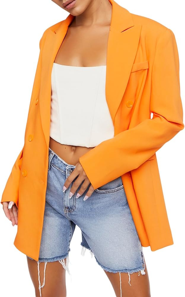 Forever 21 Blazer de doble botonadura con muescas para mujer | Amazon (US)