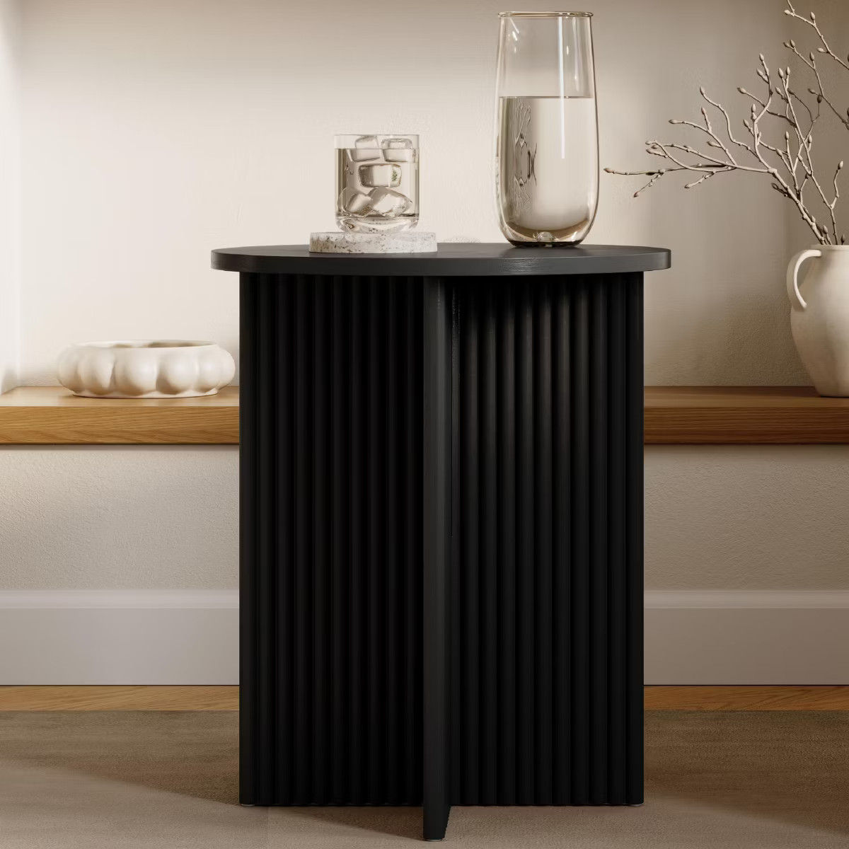 Stead Round Fluted Accent Table - Pedestal Drink Table - Modern Home, Bedroom, and Living Room Fu... | Target