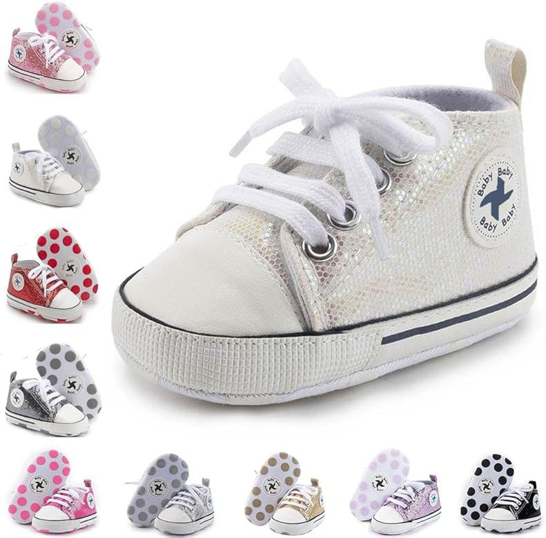 Newborn Baby Girls Boys Canvas Shoes Infant Soft Sole Slip On First Walkers Sneaker Toddler Flat ... | Amazon (US)