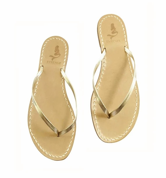 Gold Bikini Leather Capri Sandals  Flat Sandals  Handmade in | Etsy | Etsy (US)