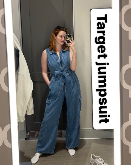 Denim jumpsuit from Target. The perfect touch of feminine denim in a jumpsuit. Were a size 10 (cause 8 wasn’t available in stores)

#LTKfindsunder50 #LTKSeasonal #LTKsalealert