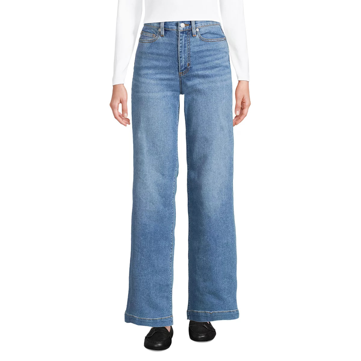Lands' End Women's Recover High Rise Wide Leg Blue Jeans | Target