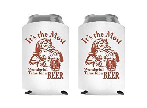Funny Christmas Santa Beer Can Cooler Stocking Stuffer Party Favor Gift for Men - Set of 2 (Its t... | Amazon (US)