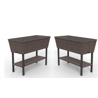 Keter Urban Bloomer 32.3 in. L x 30.7 in. H Brown Resin Raised Garden Bed (2-Pack) 243363 | The Home Depot