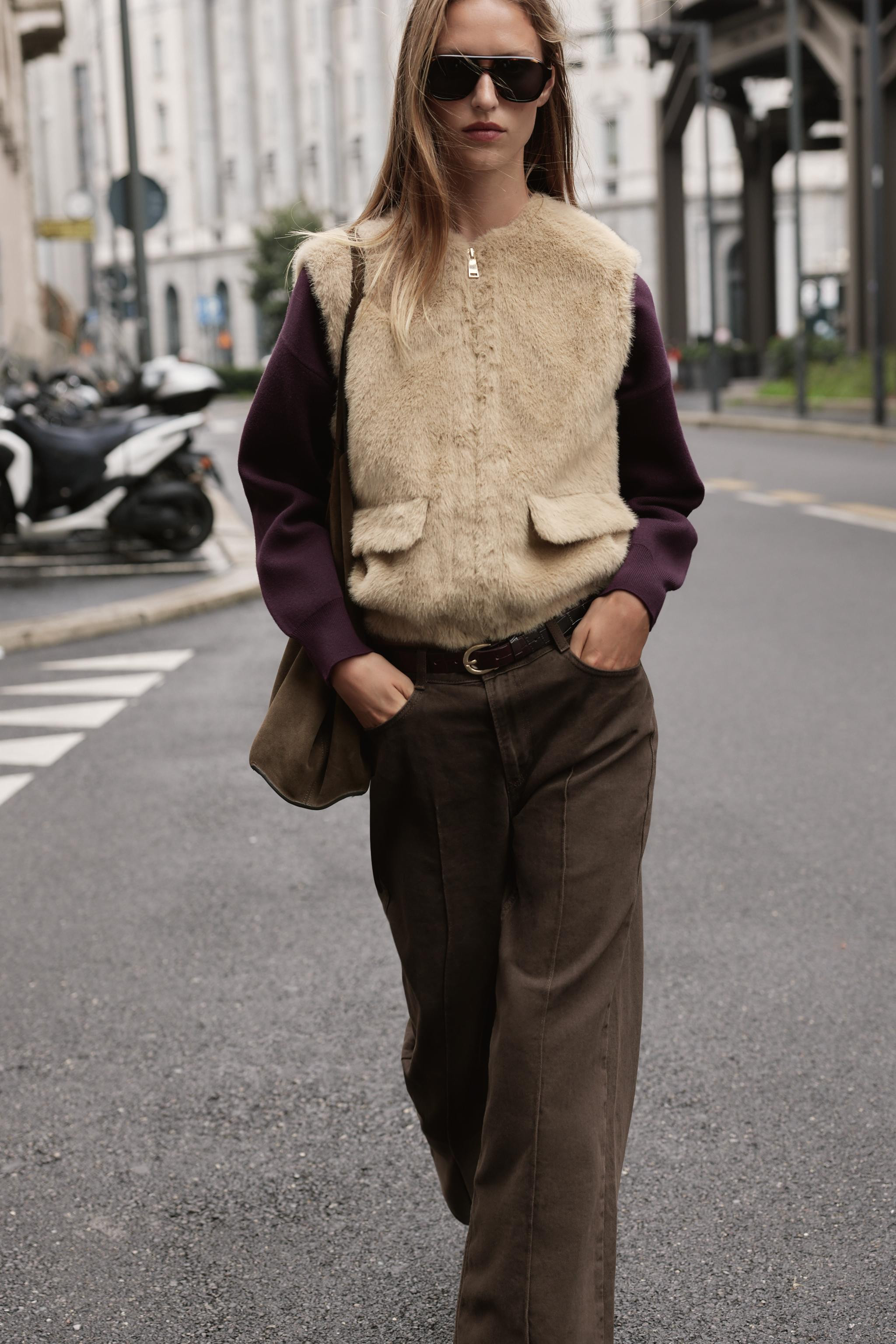 FAUX FUR ZIP VEST | Zara US