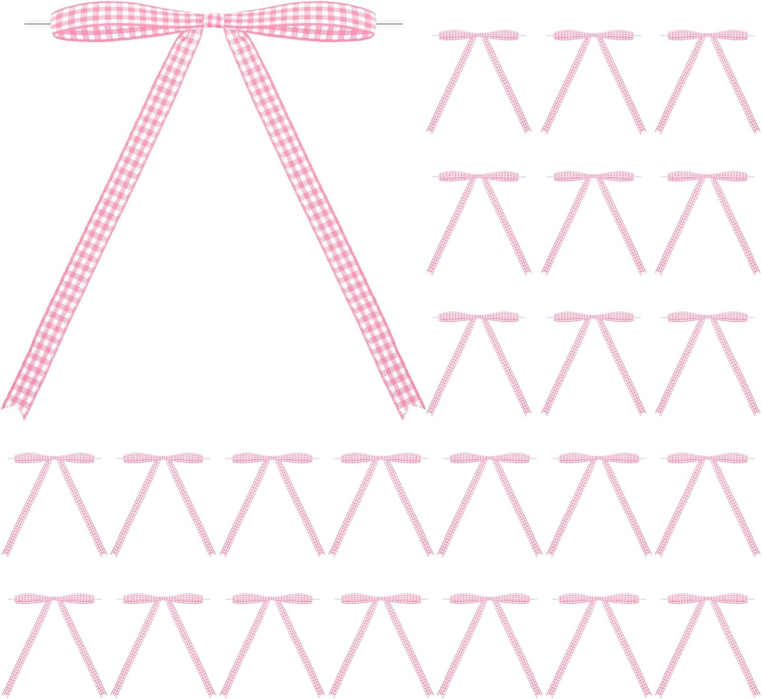Riceshoot 24 Pcs Gingham Ribbon Bows 5x7 Inch Buffalo Plaid Twist Tie Bows Check Pre Tied Bow Rib... | Amazon (US)