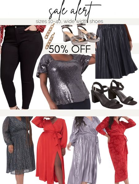 Dressy holiday outfit ideas - everything at lane Bryant is 50% off!!! We love their wide width dream cloud shoes and everything usually runs true to size! Sizes 1-5x 

#LTKCyberweek #LTKunder50 #LTKsalealert