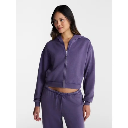 No Boundaries Boxy Zip Up Hoodie, Women's XXS-XXL | Walmart (US)
