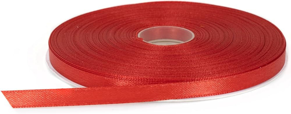 Stuffvisor Red Satin Ribbon, 1/4 inch x 50 Yards, Double Face Solid Color Ribbon Roll, 100% Polye... | Amazon (US)