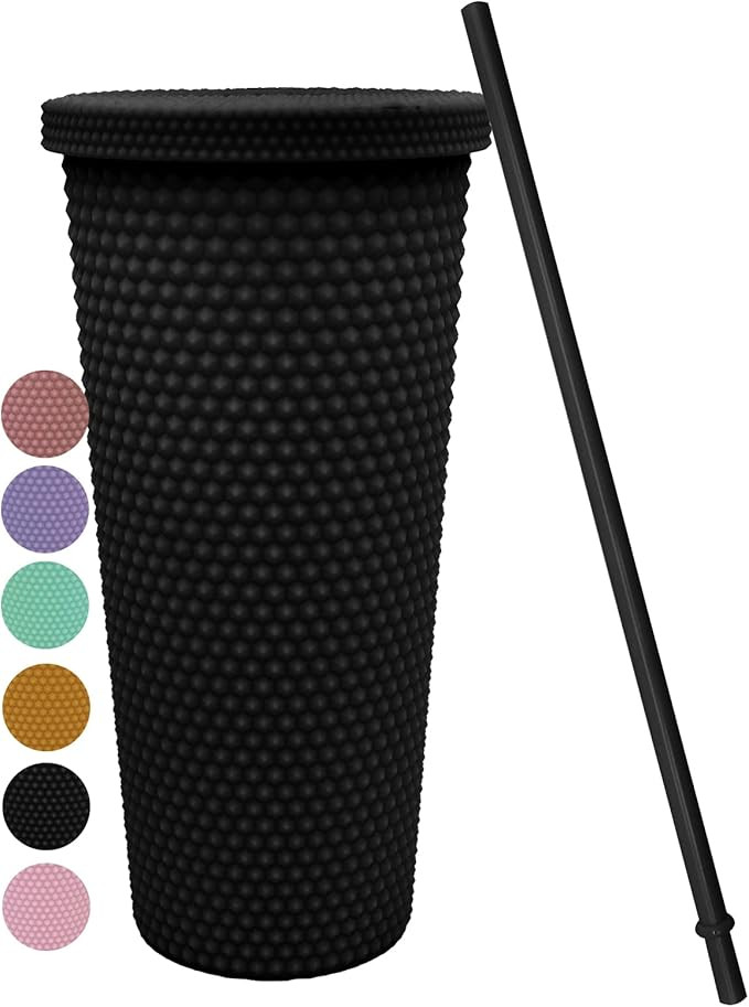 AQUAPHILE 24Oz Matte Studded Tumbler with Leak Proof Lid and Reusable Straw Water Cup Travel Mug ... | Amazon (US)