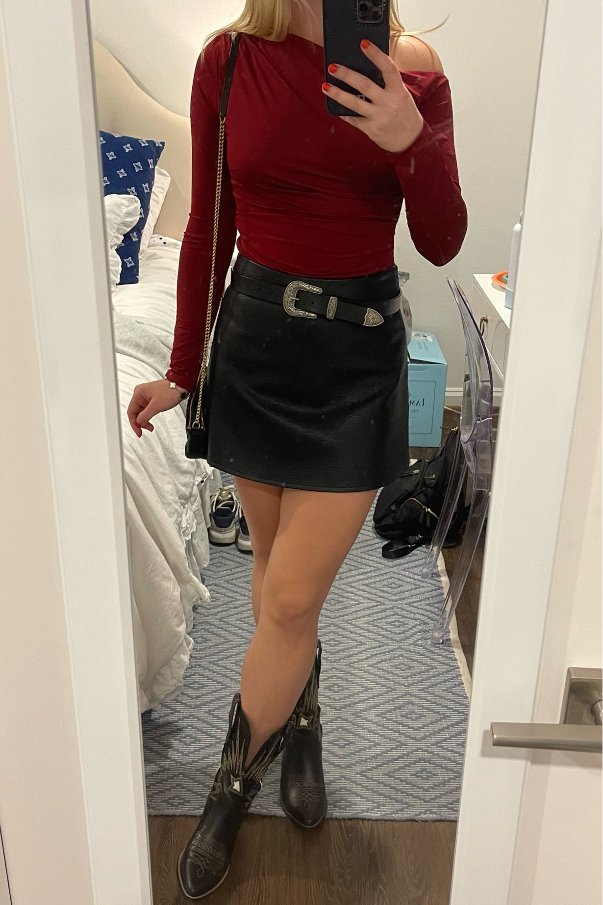 Rodeo outfit!




Fort worth
Dallas
Stockyards
Rodeo outfit
Southern ranch outfit
Princess Polly
Bodysuit
Maroon top
Burgundy top
Dark red top
Ruched bodysuit
Leather mini skirt
Black mini skirt
Black skirt
Cowboy belt
Southern belt
Black belt
Black cowboy boots
Amazon
Golden goose boots
Ggdb 
Saint Laurent
Ysl bag
Black purse
Black crossbody
Lulus
Amazon dupe
Amazon lookalike


#LTKfindsunder50 #LTKstyletip 

#LTKU