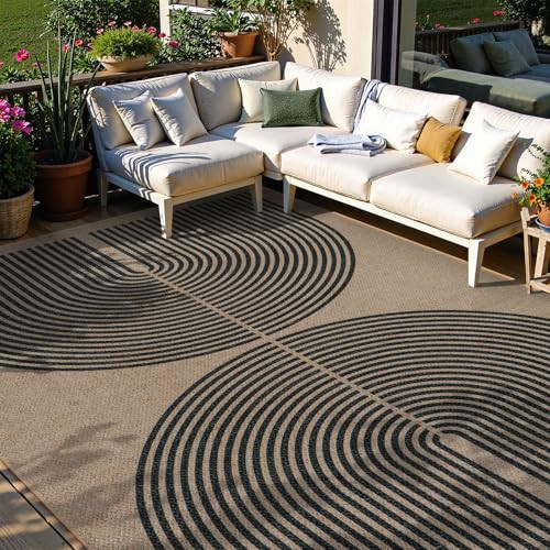Lahome Modern Rainbow Easy Jute 6x9 Rug, Large Living Room Carpet Washable Outdoor Patio Dining Room Rug, Non Slip Indoor Outdoor Carpet for Backyard Deck Office Decor | Amazon (US)