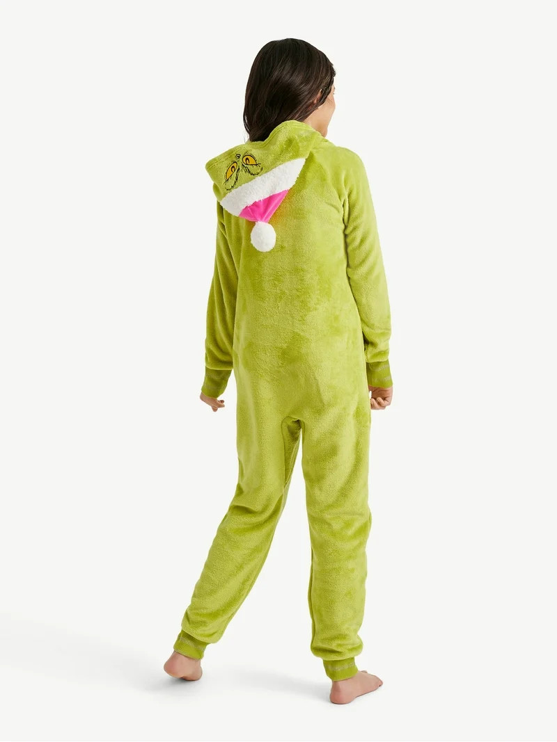 Justice x Grinch Girls Long Sleeve Sleep Union Suit, One-Piece, Sizes 4-18 | Walmart (US)